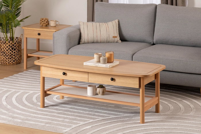 Hanah Home Mesa de Centro Daisy en Colores Naturales y Madera Hanah Home Mesa de Centro Daisy en Colores Naturales y Madera